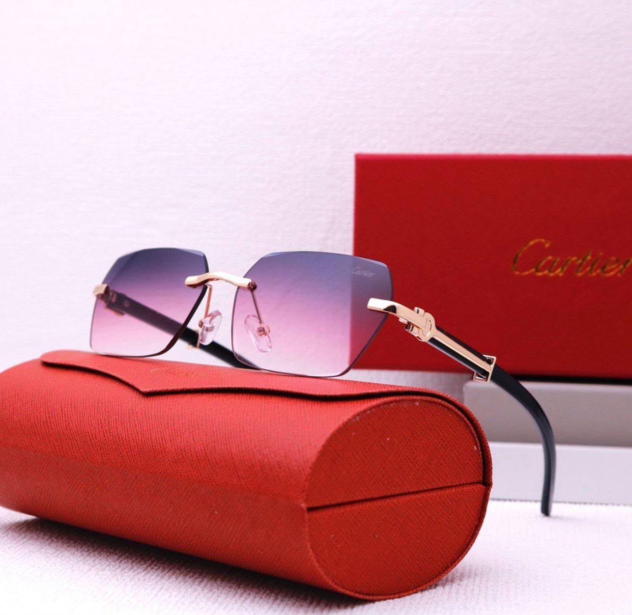 Cartier Rimless Geometric Square Pink